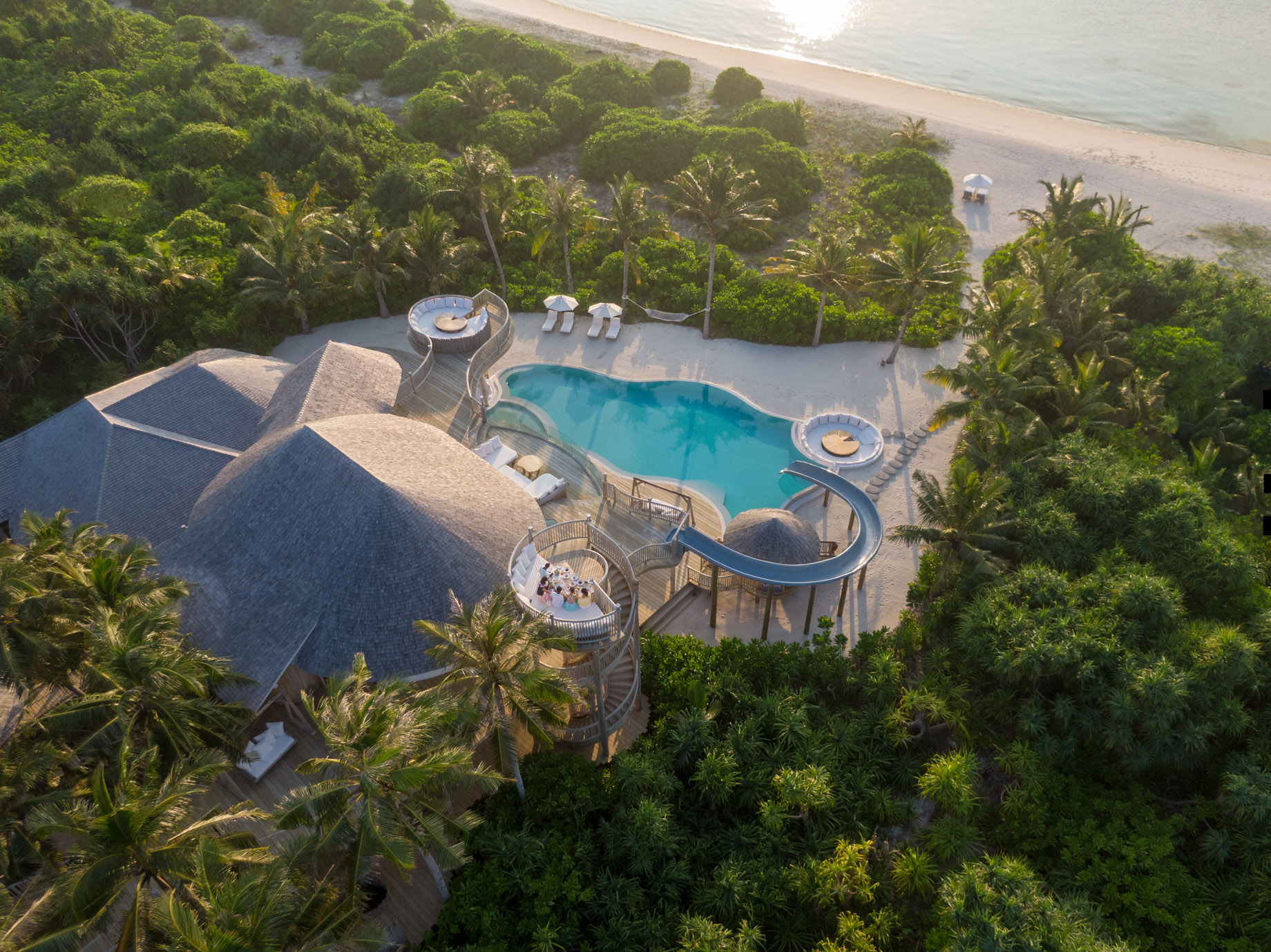 Soneva Jani Resort – Noonu Atoll, Medhufaru, Maldives – 3 Bedroom Island Reserve Villa Beachfront Aerial