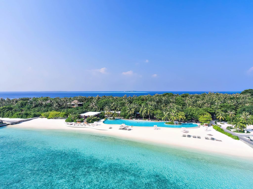Amilla Fushi Resort and Residences - Baa Atoll, Maldives - Oceanfront Infinity Edge Pool Aerial