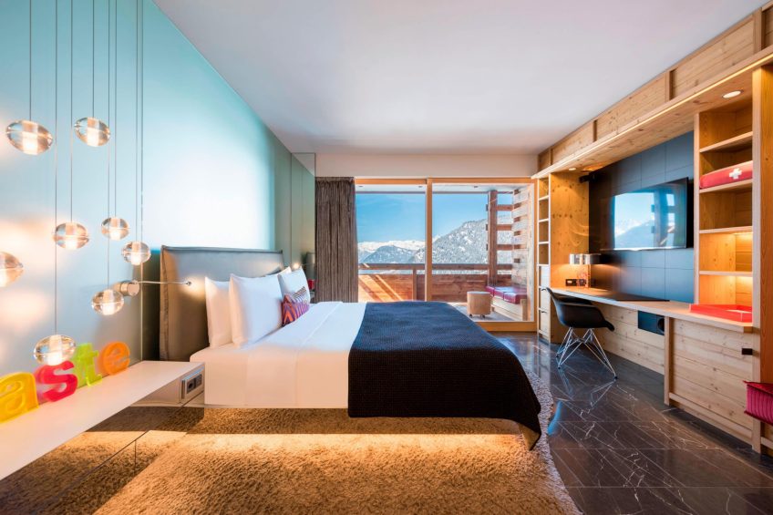 W Verbier Hotel - Verbier, Switzerland - Spectacular Room Bed