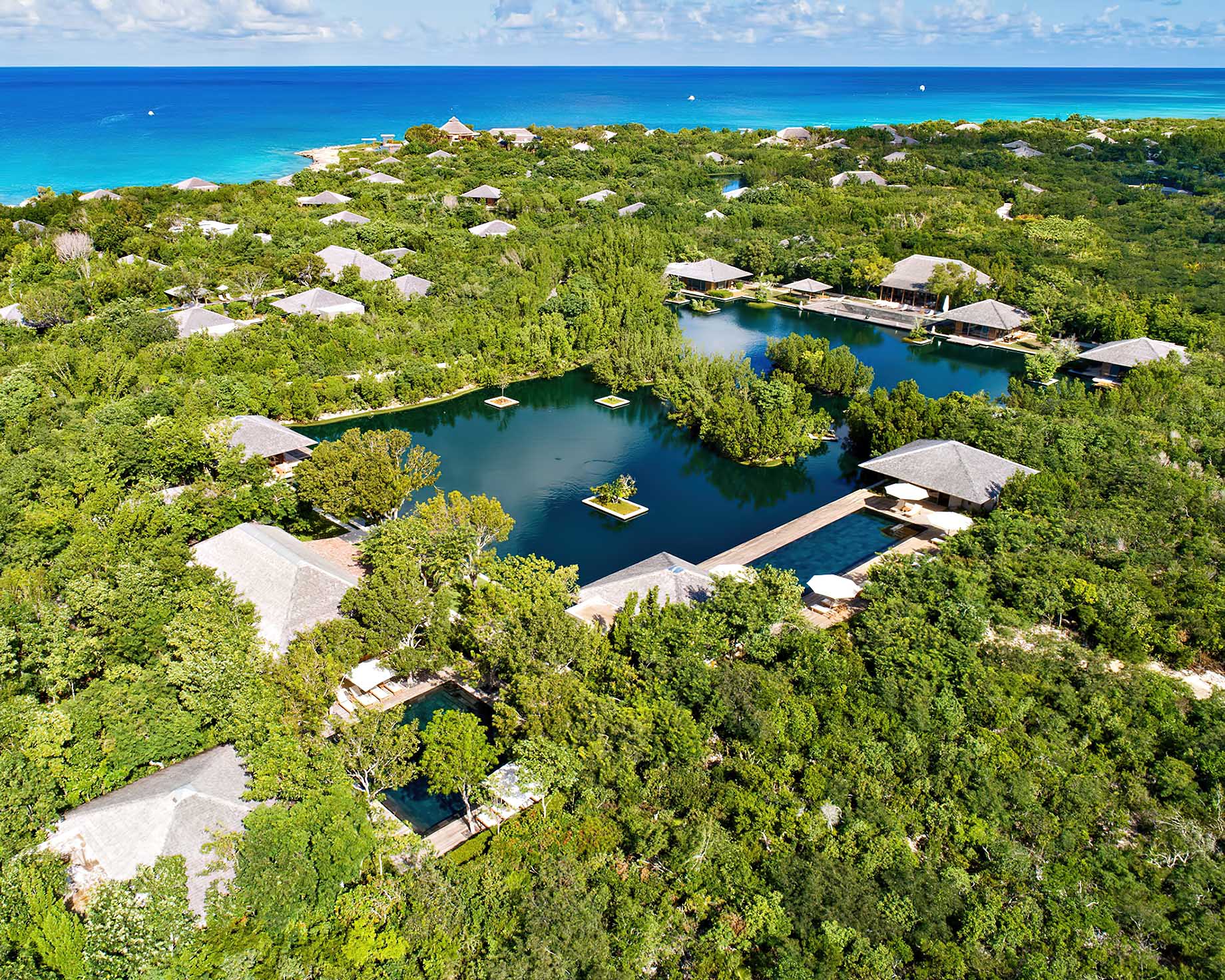 Amanyara Resort - Providenciales, Turks and Caicos Islands - Reflecting Pond Aerial Ocean View