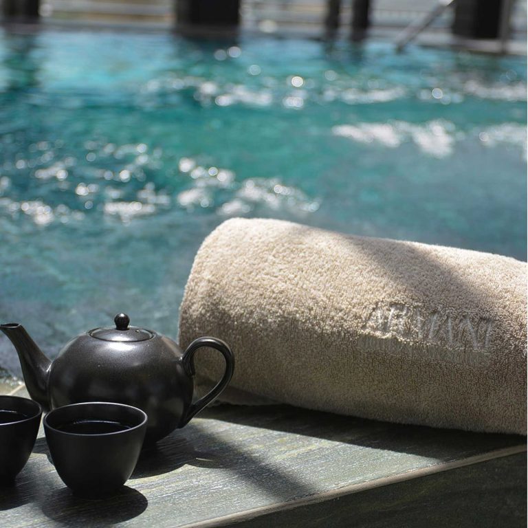 139 – Armani Hotel Milano – Milan, Italy – Armani SPA Relaxation Pool Towel and Tea Service