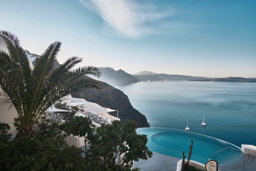 Mystique Hotel Santorini – Oia, Santorini Island, Greece - Clifftop Main Infinity Pool View