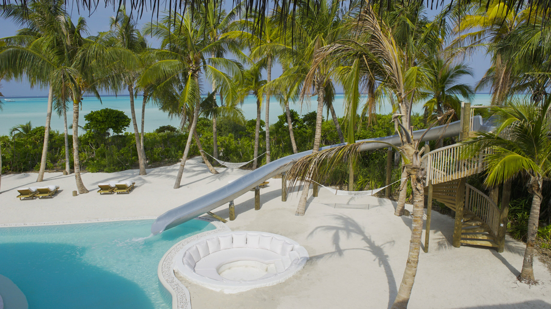 Soneva Jani Resort – Noonu Atoll, Medhufaru, Maldives – 4 Bedroom Island Reserve Villa Beachfront Pool Water Slide