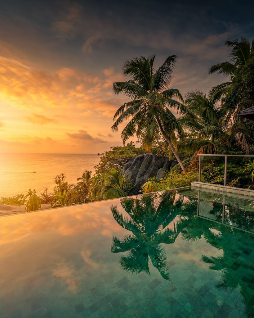 Six Senses Zil Pasyon Resort - Felicite Island, Seychelles - Tropical Island Villa Infinity Pool Sunset