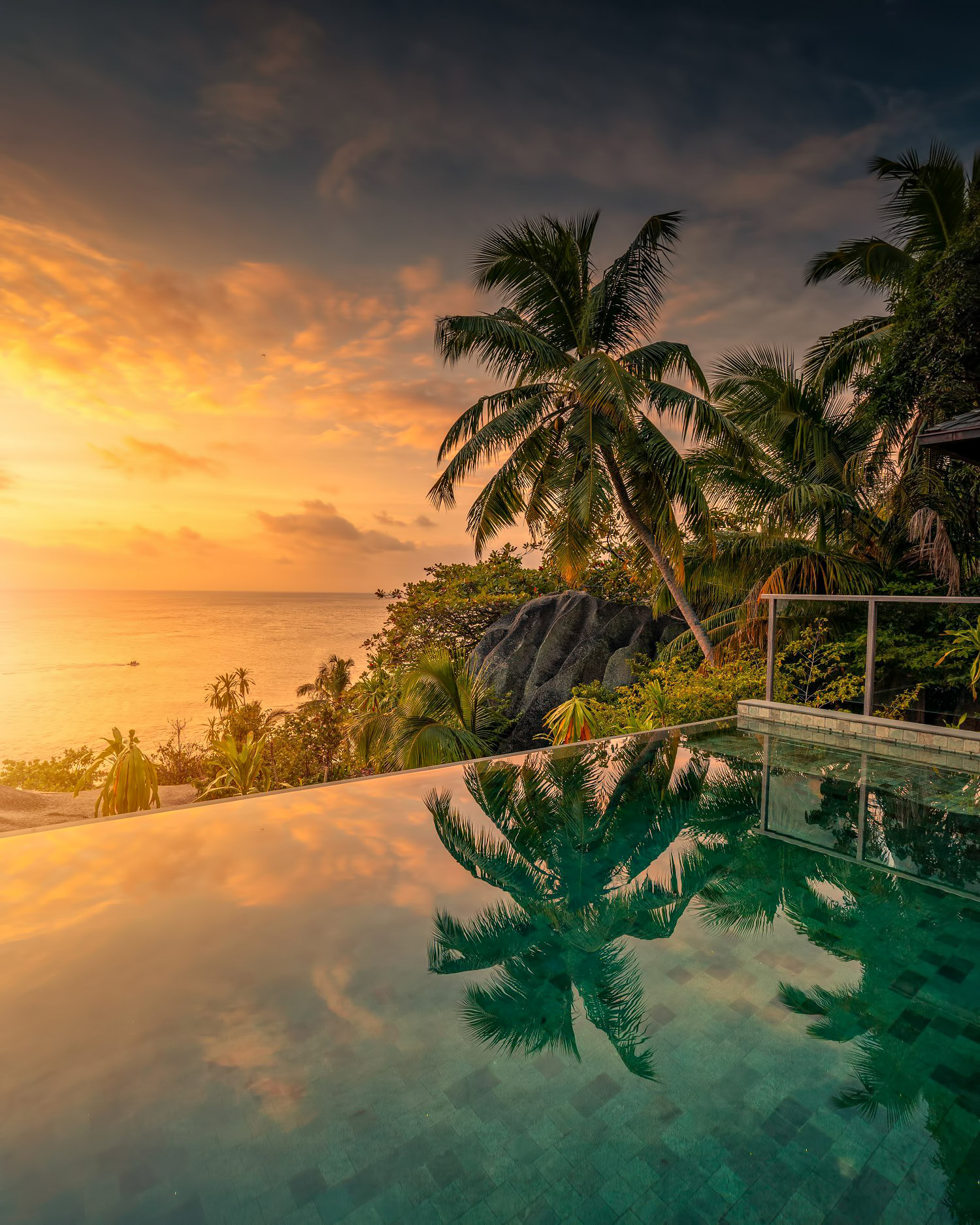 Six Senses Zil Pasyon Resort - Felicite Island, Seychelles - Tropical Island Villa Infinity Pool Sunset
