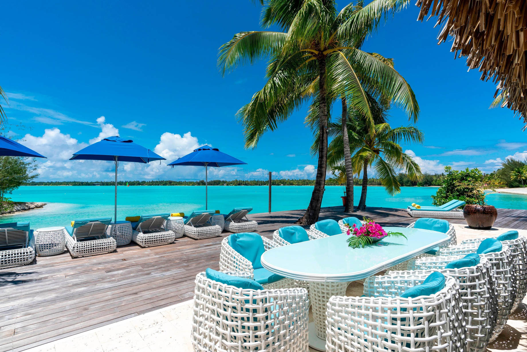 The St. Regis Bora Bora Resort Bora Bora, French Polynesia Royal Estate Exterior Lounge Deck