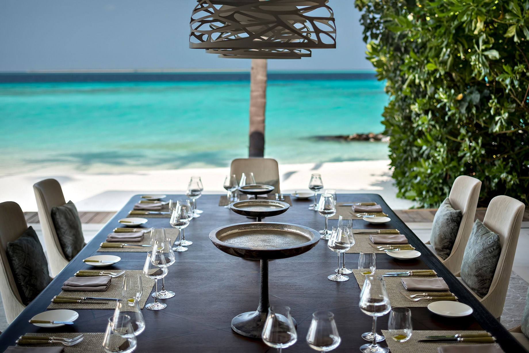 Cheval Blanc Randheli Resort – Noonu Atoll, Maldives – Exclusive Private Island Villa Dining Table Ocean View