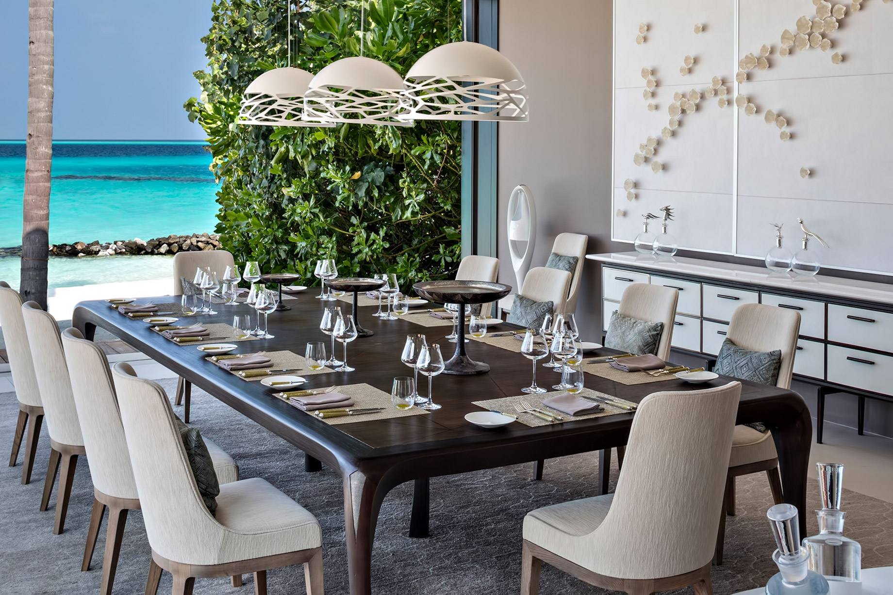 Cheval Blanc Randheli Resort – Noonu Atoll, Maldives – Exclusive Private Island Villa Dining Table Ocean View