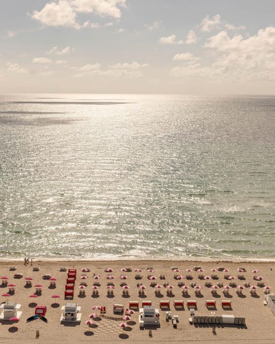 W South Beach Hotel - Miami Beach, FL, USA - Beach Aerial Sunset