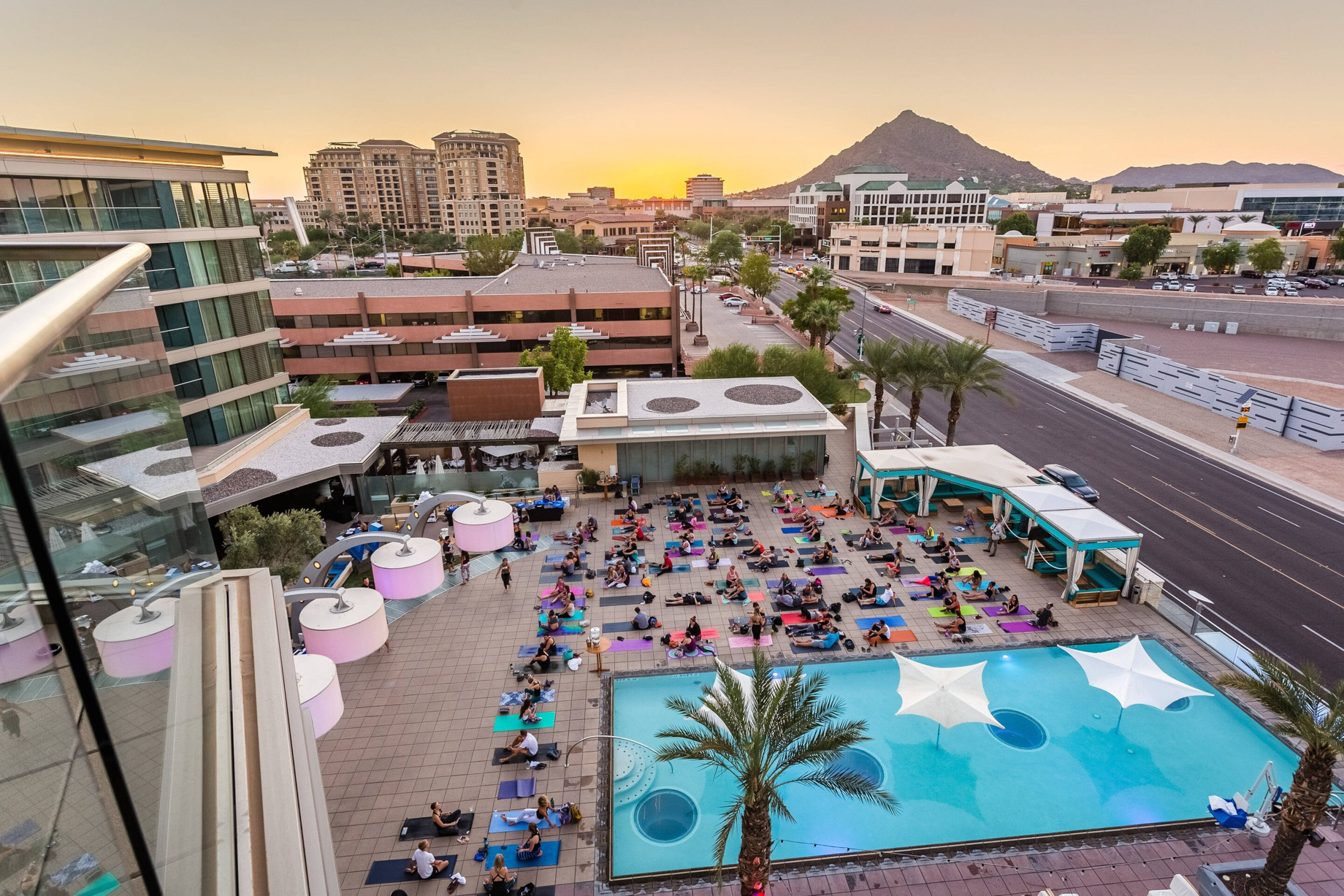 W Scottsdale Hotel – Scottsdale, AZ, USA – Yoga at WET Deck