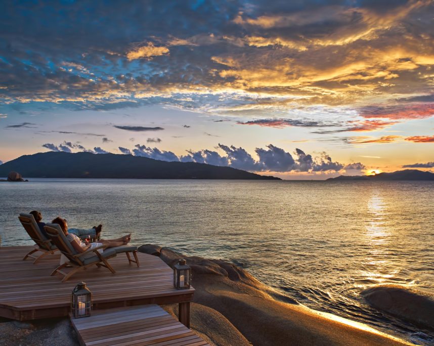 Six Senses Zil Pasyon Resort - Felicite Island, Seychelles - Oceanfront Deck Sunset