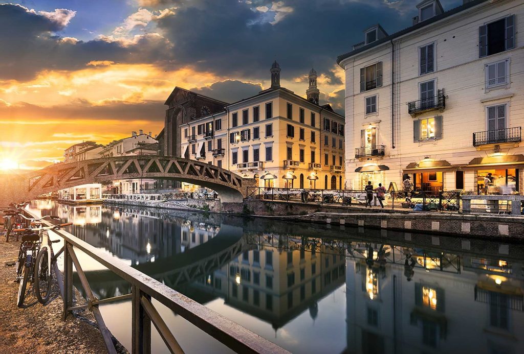 149 - Armani Hotel Milano - Milan, Italy - Bridge Across the Naviglio Grande Canal Sunset