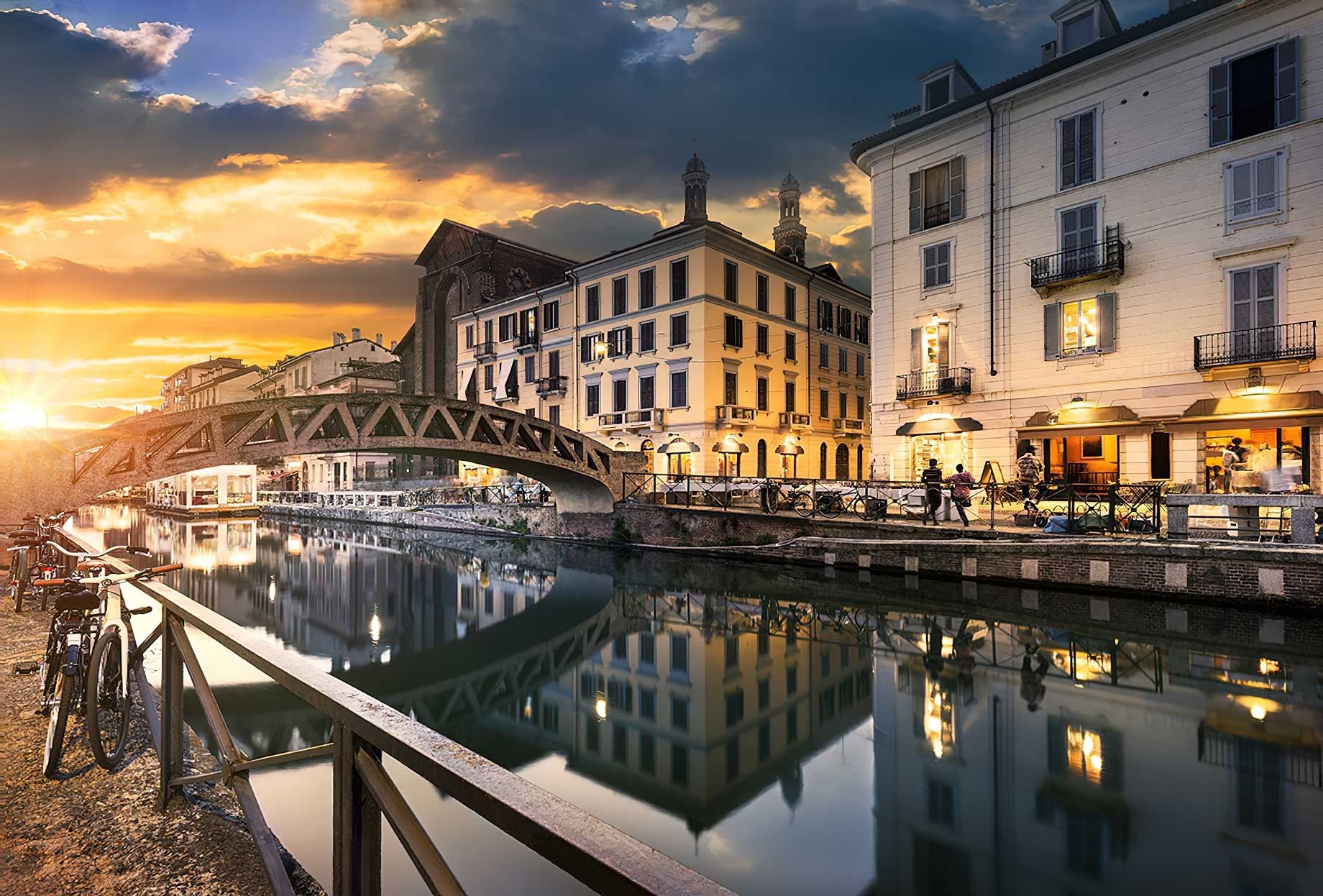 149 – Armani Hotel Milano – Milan, Italy – Bridge Across the Naviglio Grande Canal Sunset