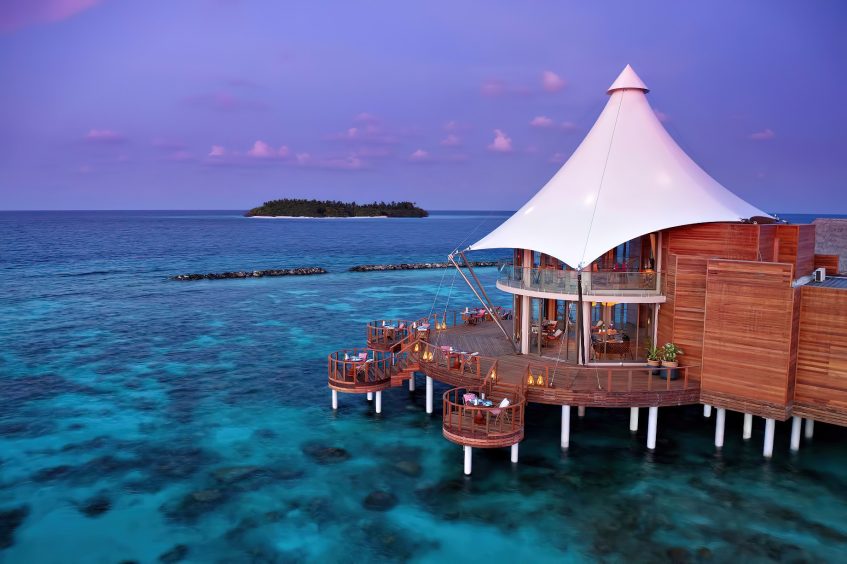 The Nautilus Maldives Resort - Thiladhoo Island, Maldives - Zeytoun Restaurant Dusk