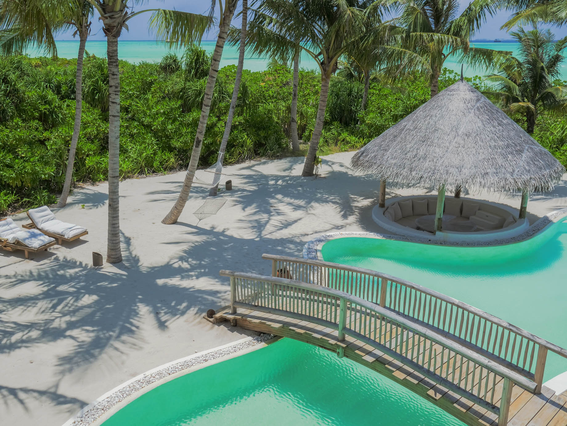 Soneva Jani Resort - Noonu Atoll, Medhufaru, Maldives - 4 Bedroom Island Reserve Villa Exterior Pool Bridge