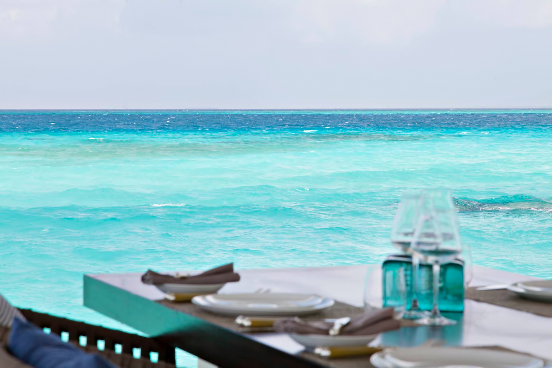 Cheval Blanc Randheli Resort – Noonu Atoll, Maldives – Private Island Dining Table Ocean View