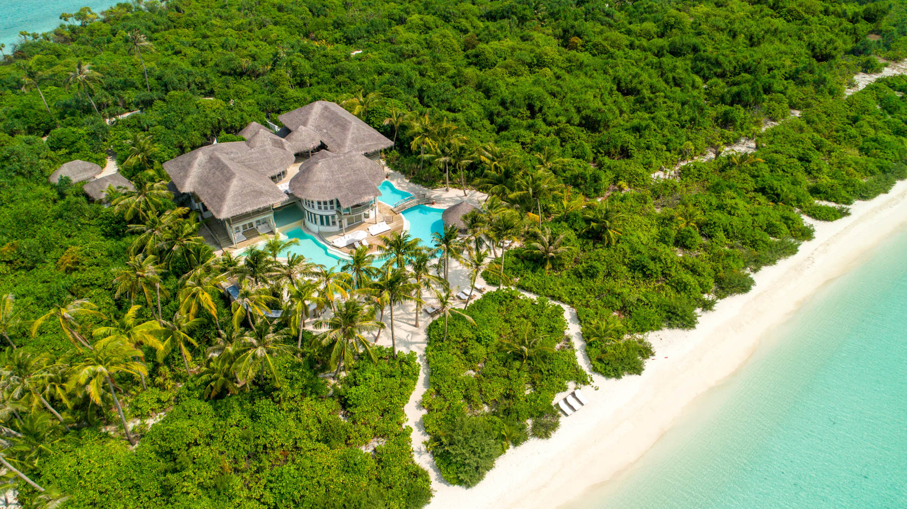 Soneva Jani Resort – Noonu Atoll, Medhufaru, Maldives – 4 Bedroom Island Reserve Villa Beachfront Aerial View