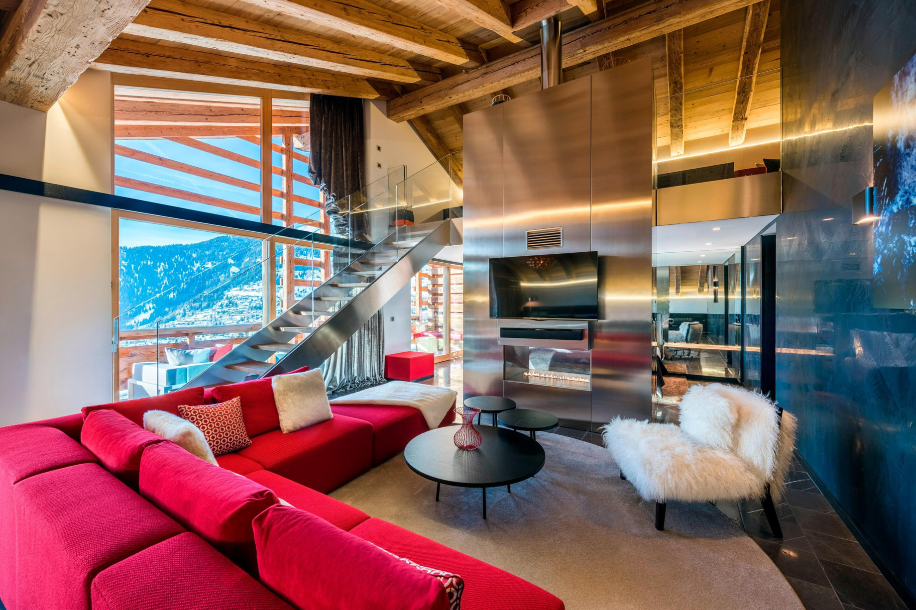 W Verbier Hotel – Verbier, Switzerland – WOW Suite Lounge Area Seating