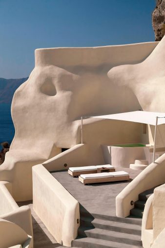 Mystique Hotel Santorini – Oia, Santorini Island, Greece - Private Terrace Sun Beds