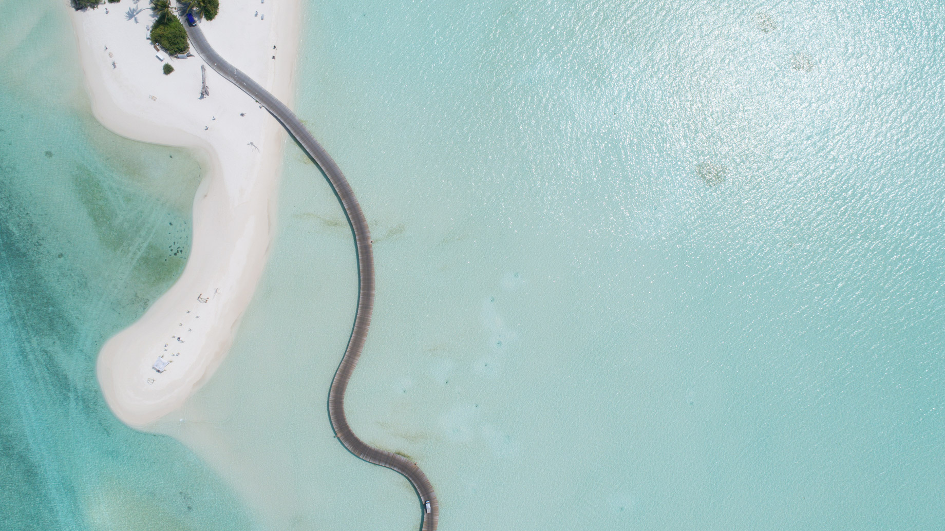 Soneva Jani Resort – Noonu Atoll, Medhufaru, Maldives – Beachfront Boardwalk Aerial View