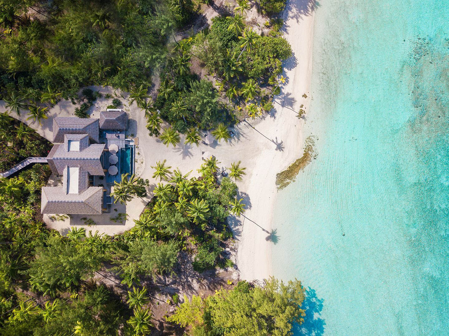 The Brando Resort - Tetiaroa Private Island, French Polynesia - The Brando Residence Overhead Aerial View