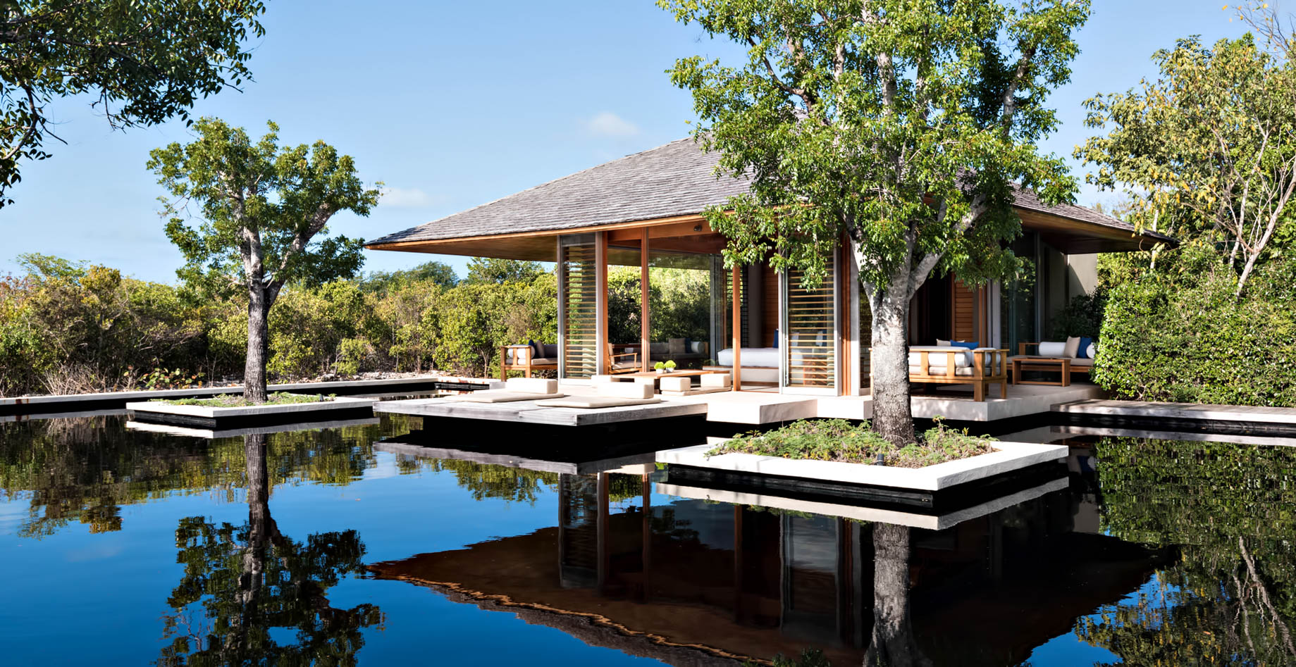 Amanyara Resort – Providenciales, Turks and Caicos Islands – Villa Bedroom Reflecting Pond Deck