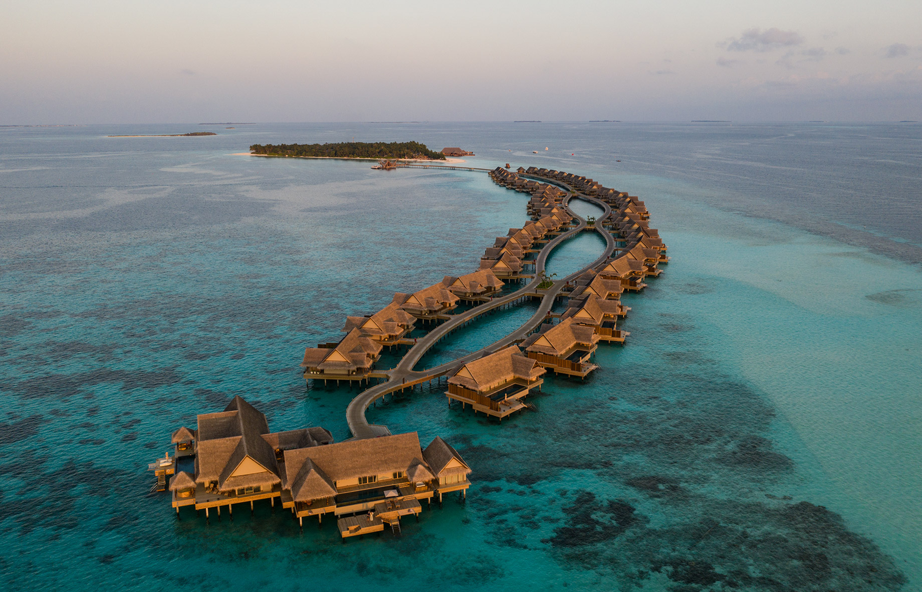 JOALI Maldives Resort - Muravandhoo Island, Maldives - Resort Sunset Aerial