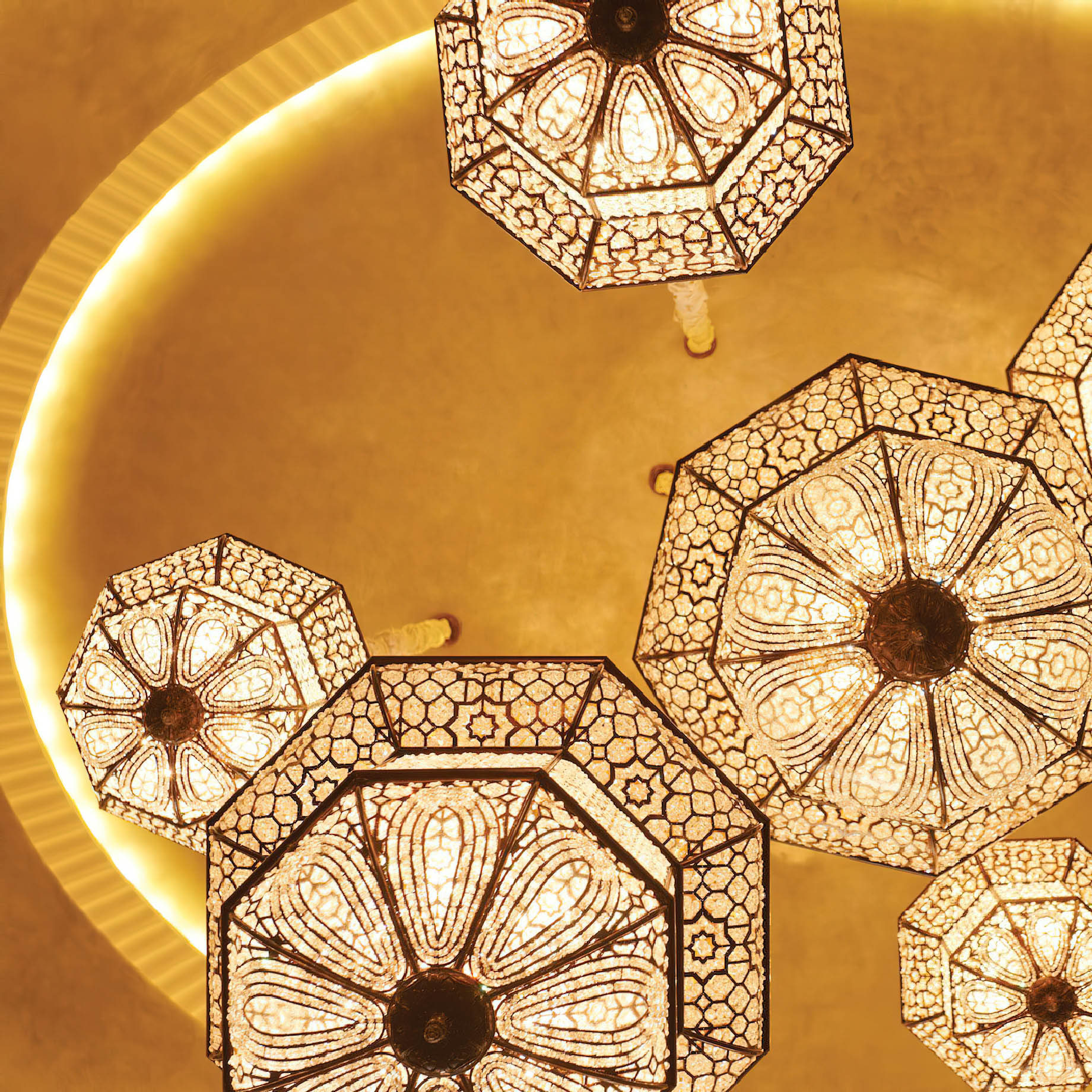 The St. Regis Abu Dhabi Hotel - Abu Dhabi, United Arab Emirates - Grand Lobby Chandeliers