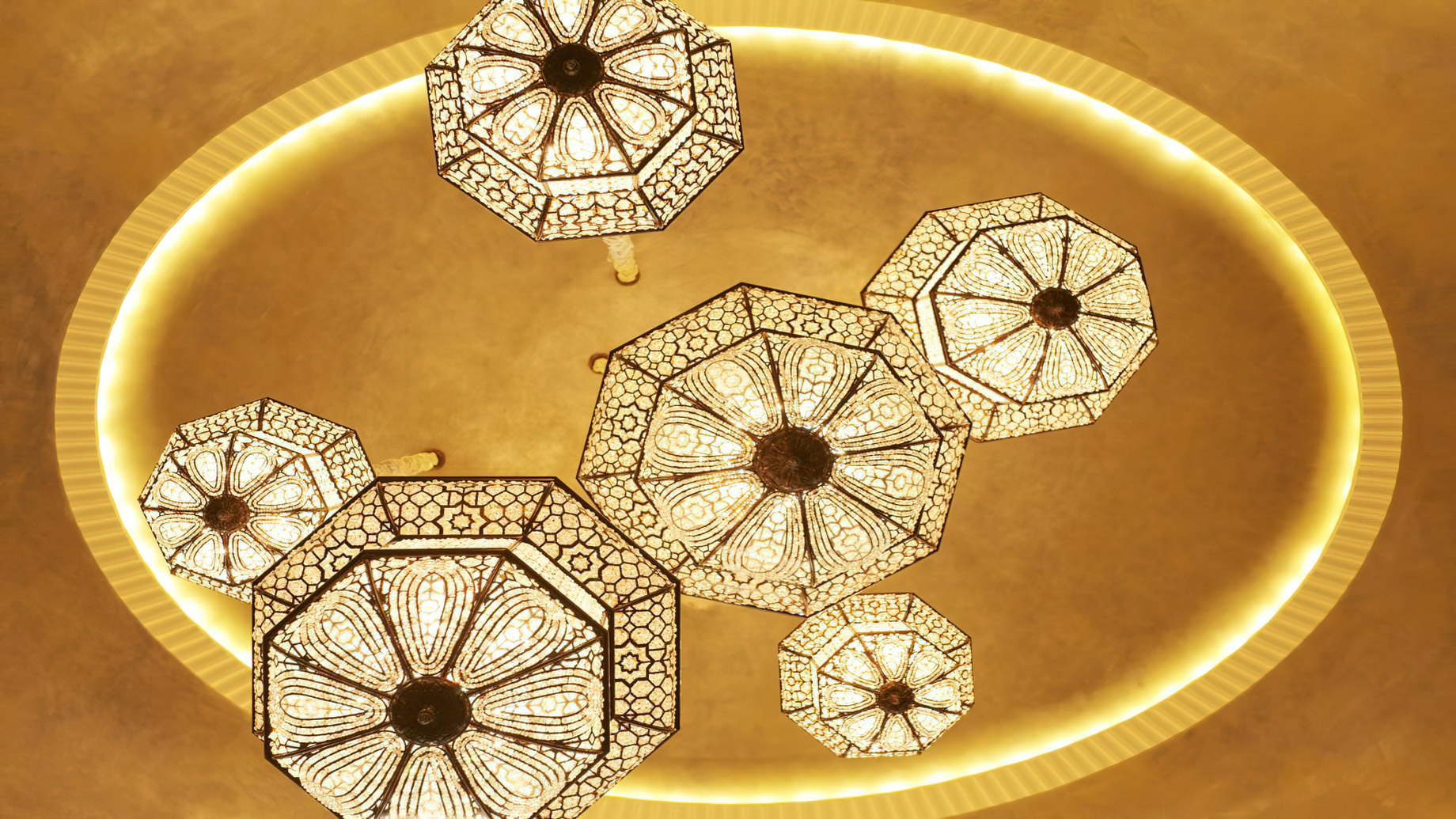 The St. Regis Abu Dhabi Hotel – Abu Dhabi, United Arab Emirates – Grand Lobby Chandeliers