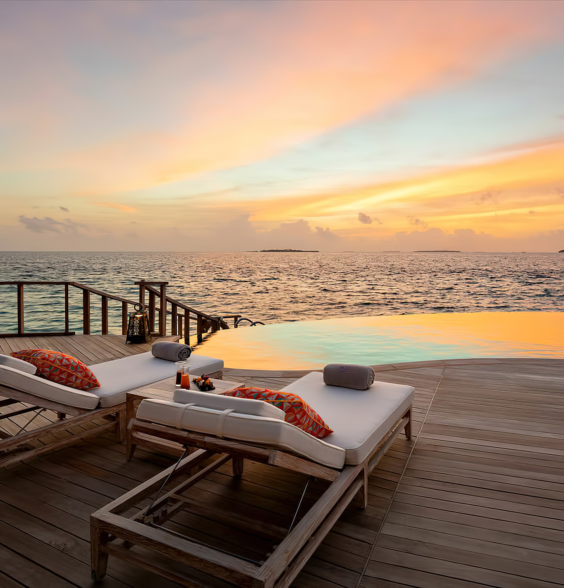 The Nautilus Maldives Resort – Thiladhoo Island, Maldives – Overwater Residence Lounge Chairs Sunset