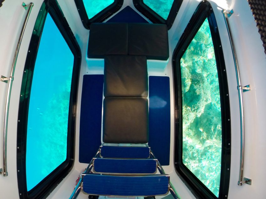 Amilla Fushi Resort and Residences - Baa Atoll, Maldives - Penguin Glass Bottom Boat Interior Seating