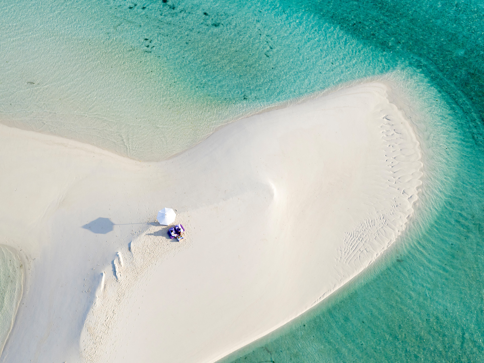 Soneva Jani Resort – Noonu Atoll, Medhufaru, Maldives – White Sand Beach Dining Aerial