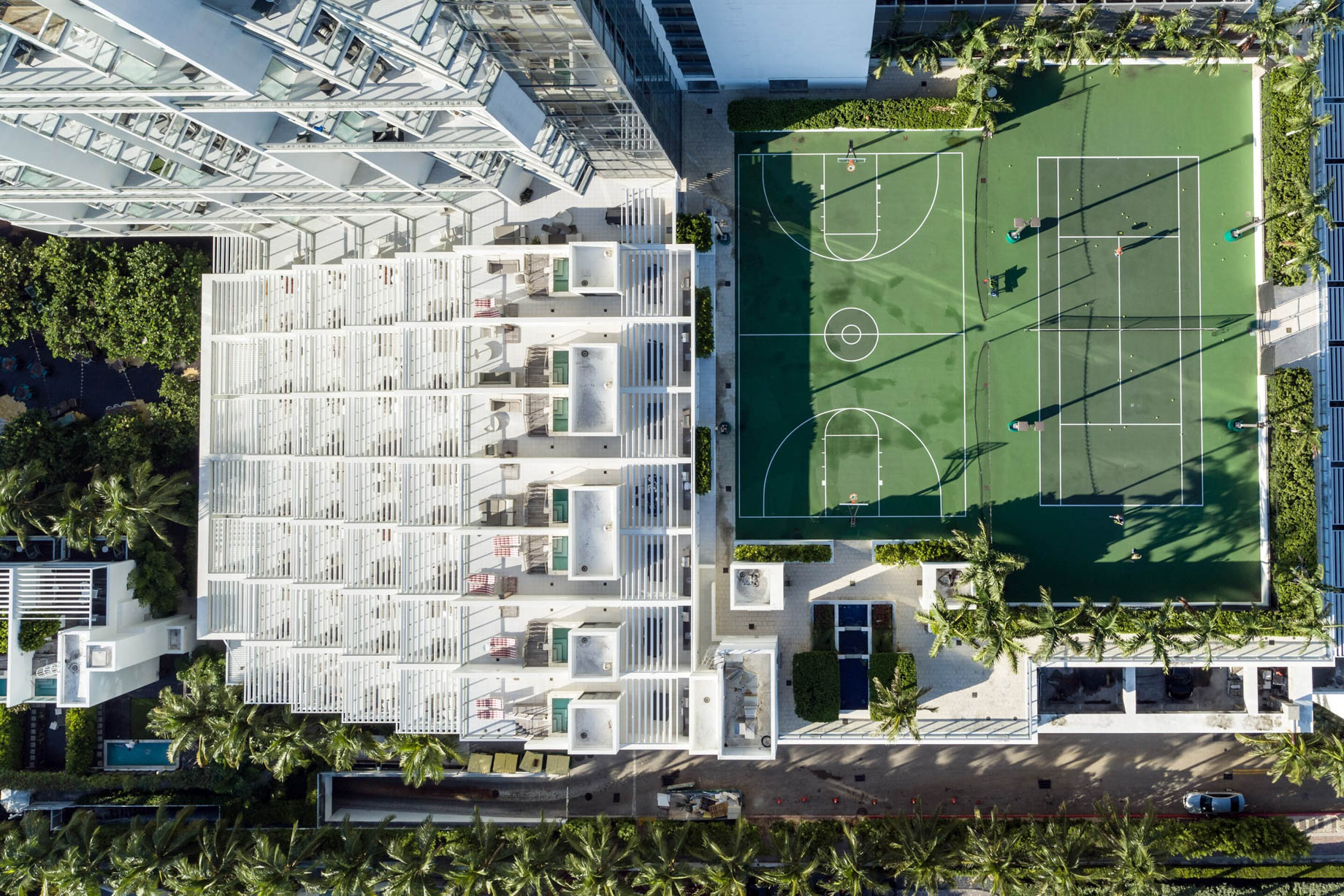W South Beach Hotel – Miami Beach, FL, USA – Tennis Courts Overhead View