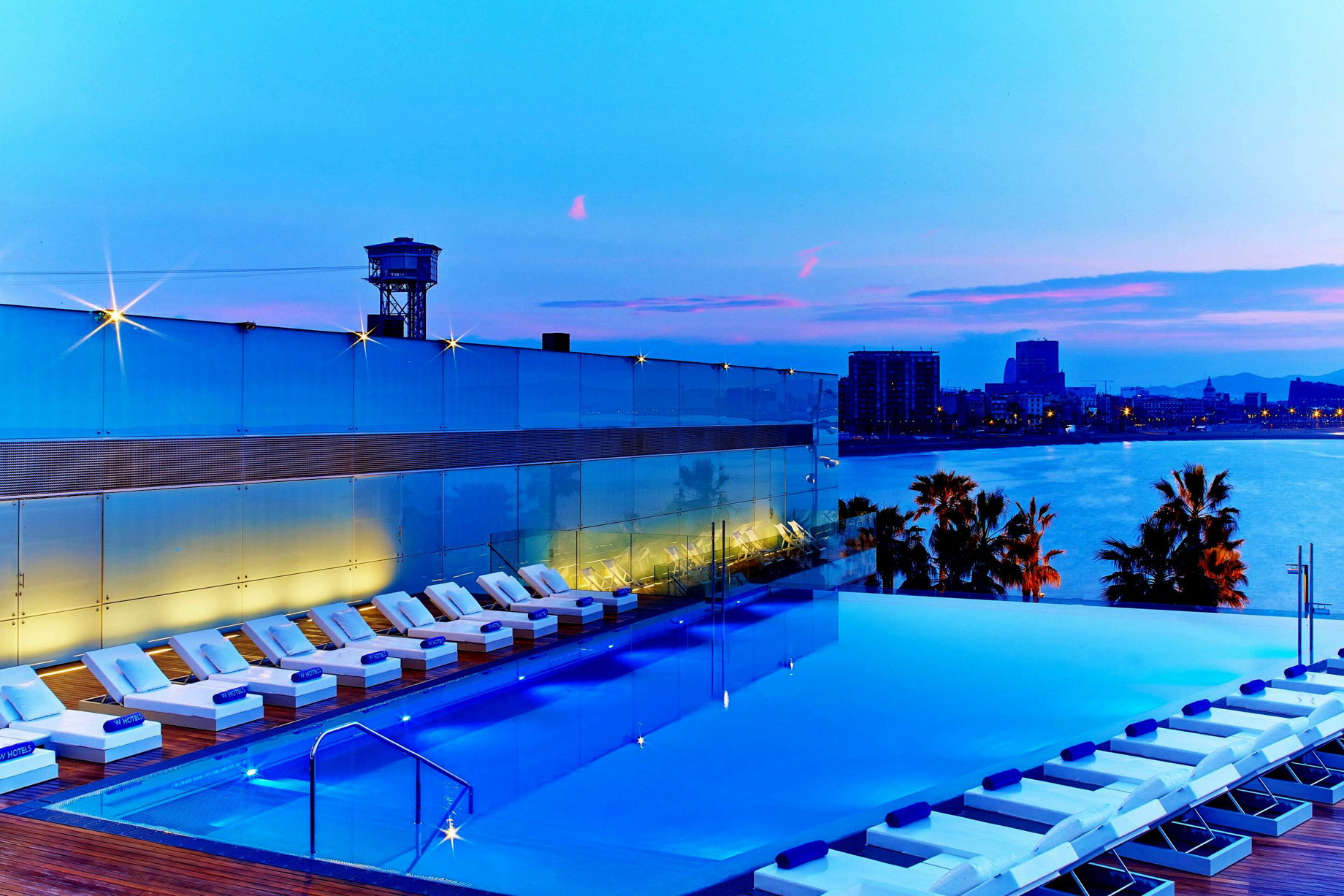 W Barcelona Hotel – Barcelona, Spain – Sun Deck Twilight