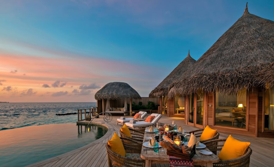 The Nautilus Maldives Resort - Thiladhoo Island, Maldives - Overwater Residence Infinity Pool Dusk