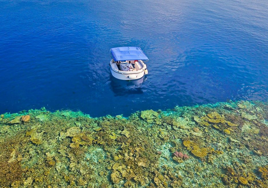 Amilla Fushi Resort and Residences - Baa Atoll, Maldives - Penguin Glass Bottom Boat Aerial