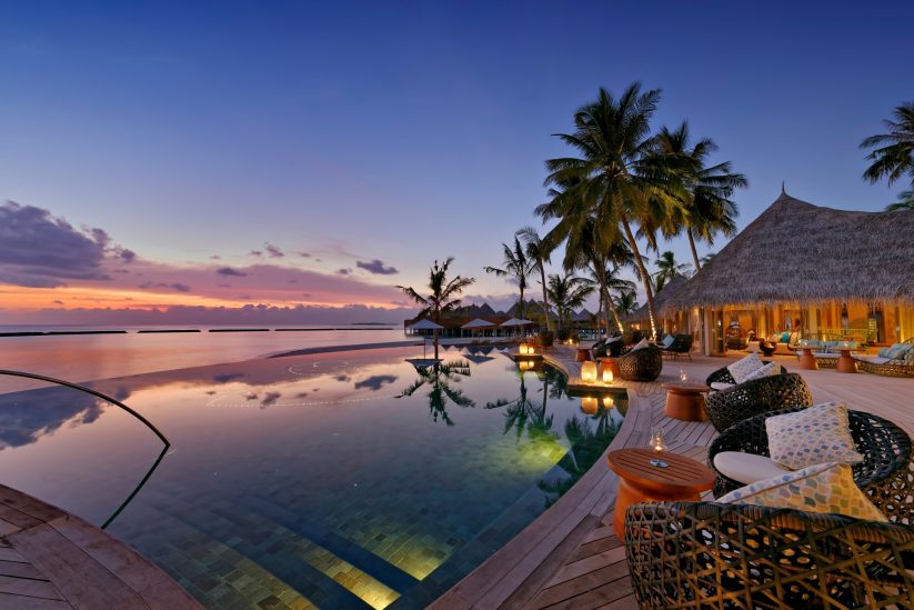 The Nautilus Maldives Resort - Thiladhoo Island, Maldives - Resort Infinity Pool Sunset