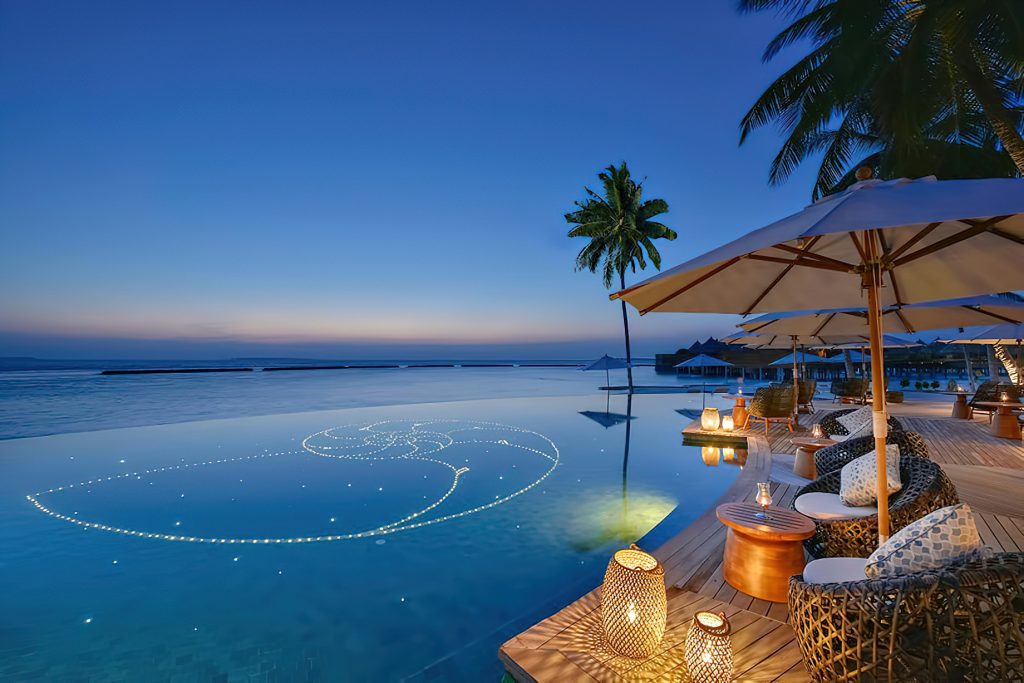 The Nautilus Maldives Resort - Thiladhoo Island, Maldives - Resort Infinity Pool Dusk