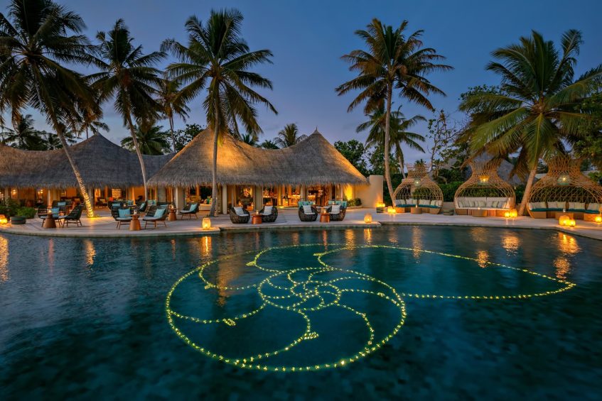 The Nautilus Maldives Resort - Thiladhoo Island, Maldives - Resort Pool Night