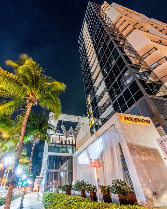W South Beach Hotel - Miami Beach, FL, USA - Mr Chow Hotel Night View