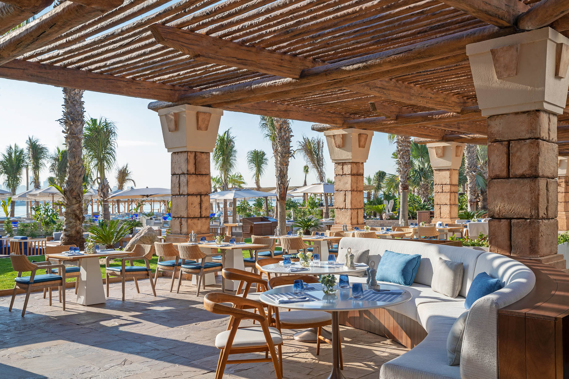 Atlantis The Palm Resort – Crescent Rd, Dubai, UAE – White Beach and Restaurant Patio