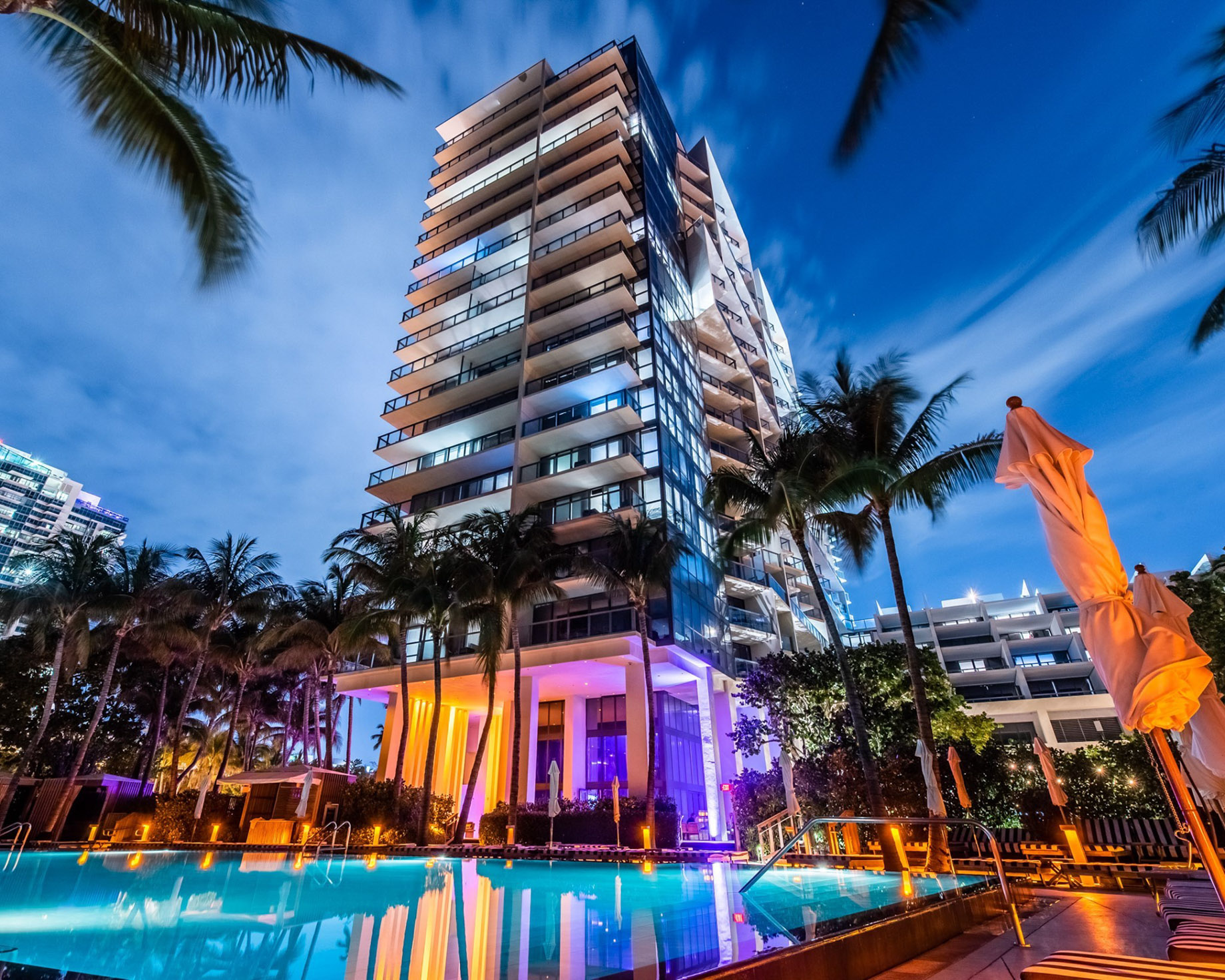 W South Beach Hotel – Miami Beach, FL, USA – Hotel Pool Night View