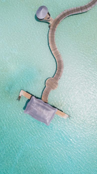 Soneva Jani Resort - Noonu Atoll, Medhufaru, Maldives - Tropical Ocean Water Jetty Boardwalk Overhead Aerial