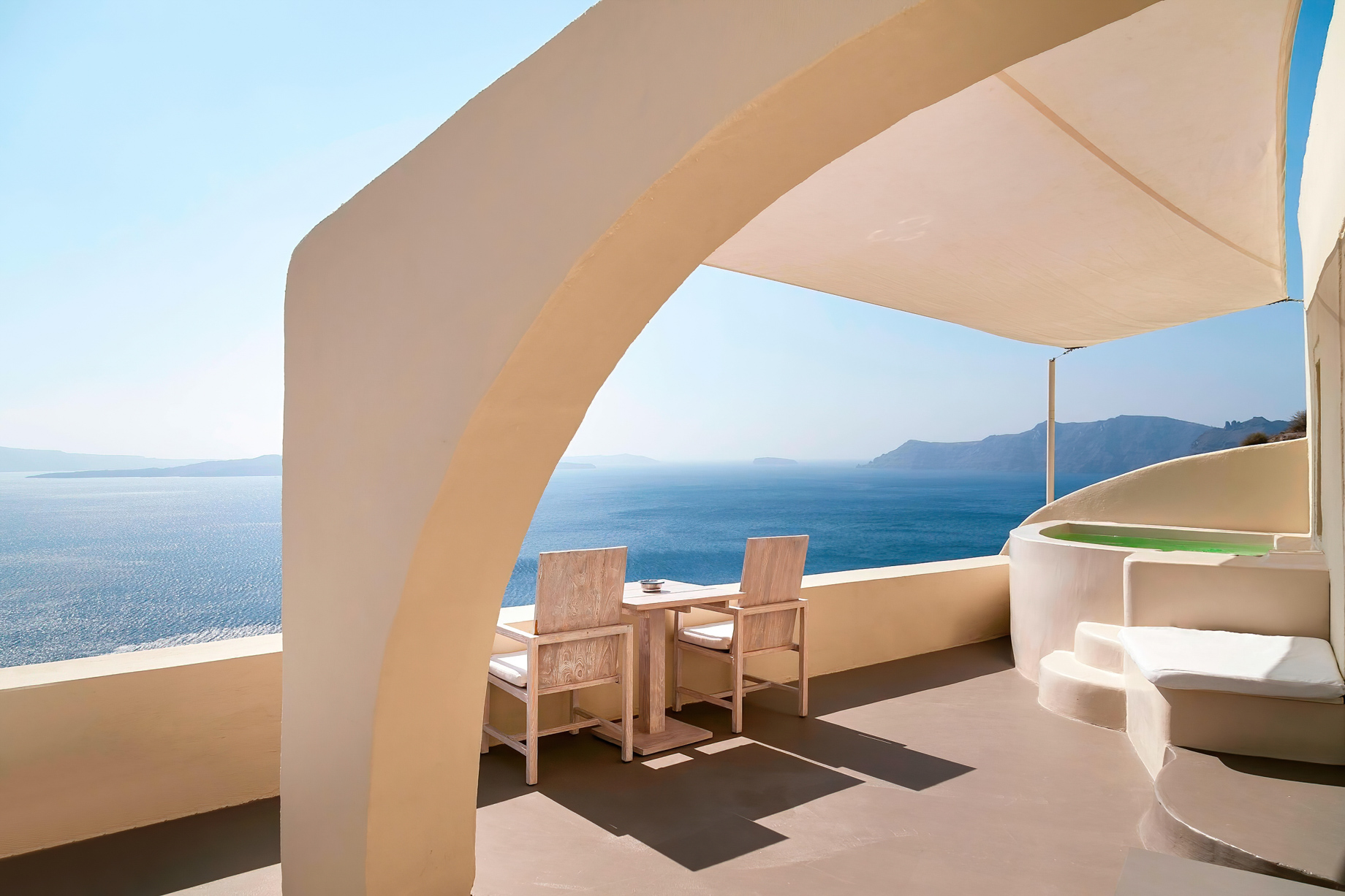 Mystique Hotel Santorini – Oia, Santorini Island, Greece – Private Terrace with Jacuzzi