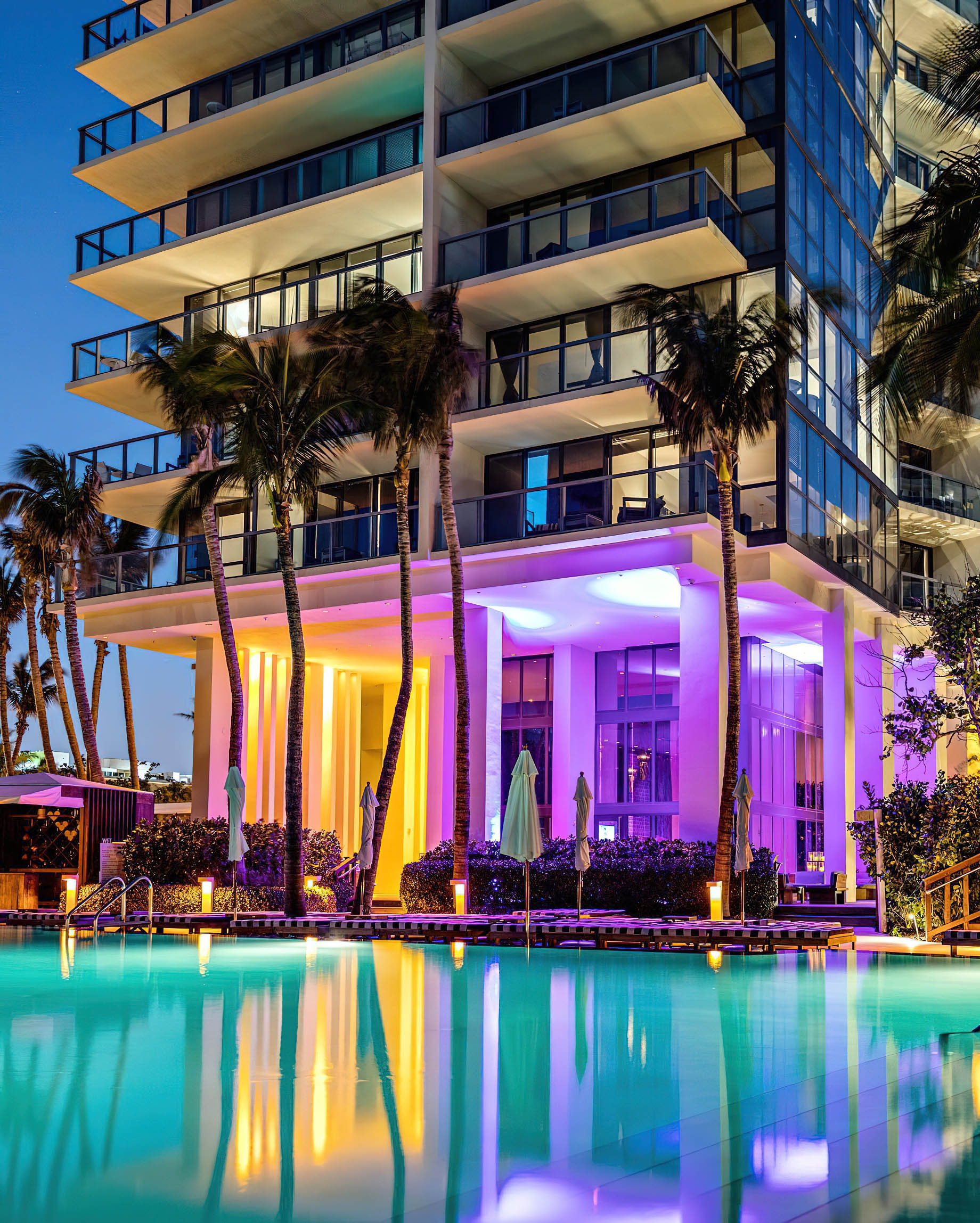 W South Beach Hotel – Miami Beach, FL, USA – Poolside Night View