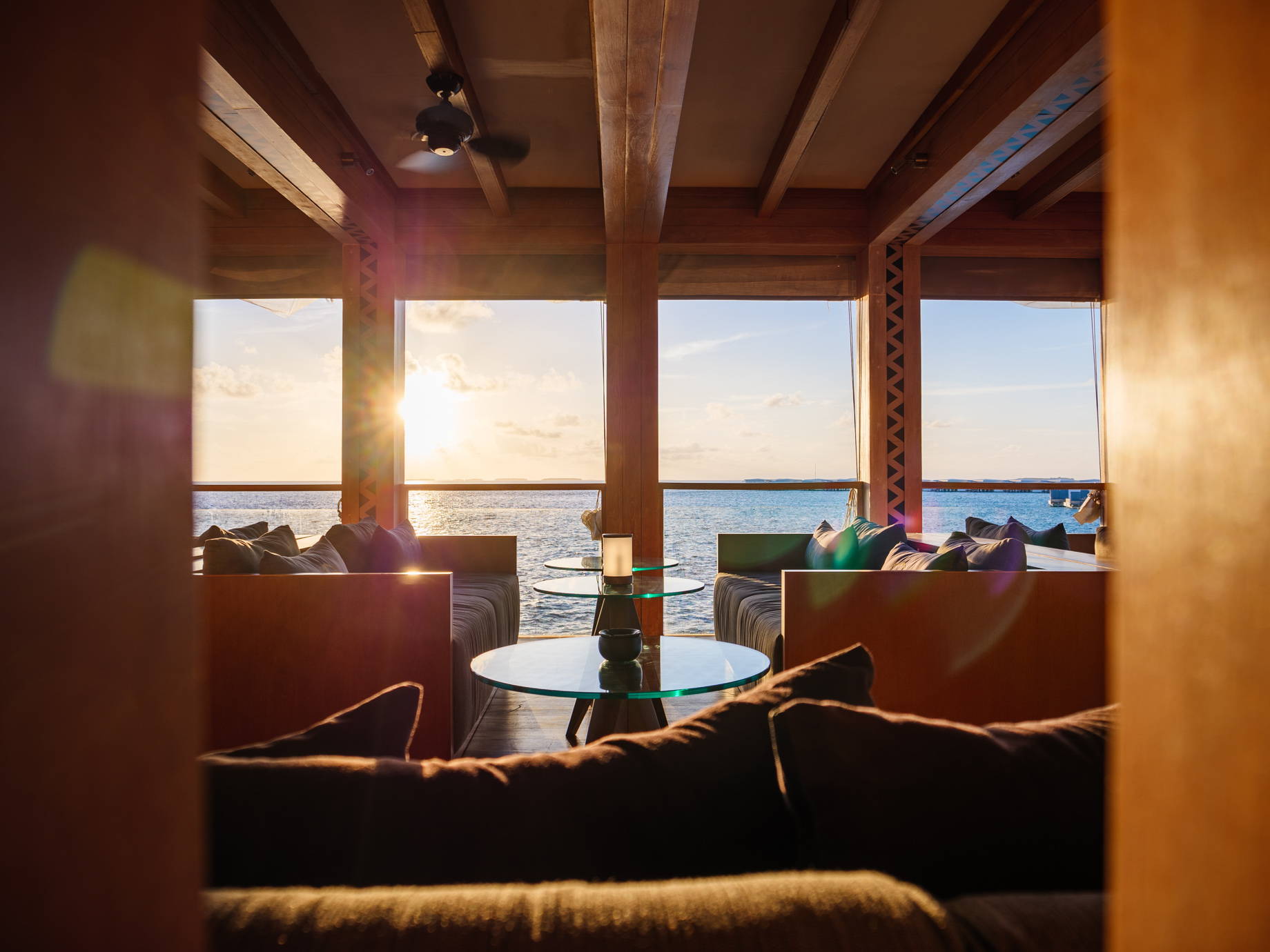 Amilla Fushi Resort and Residences – Baa Atoll, Maldives – Oceanfront OAK Lounge Sunset