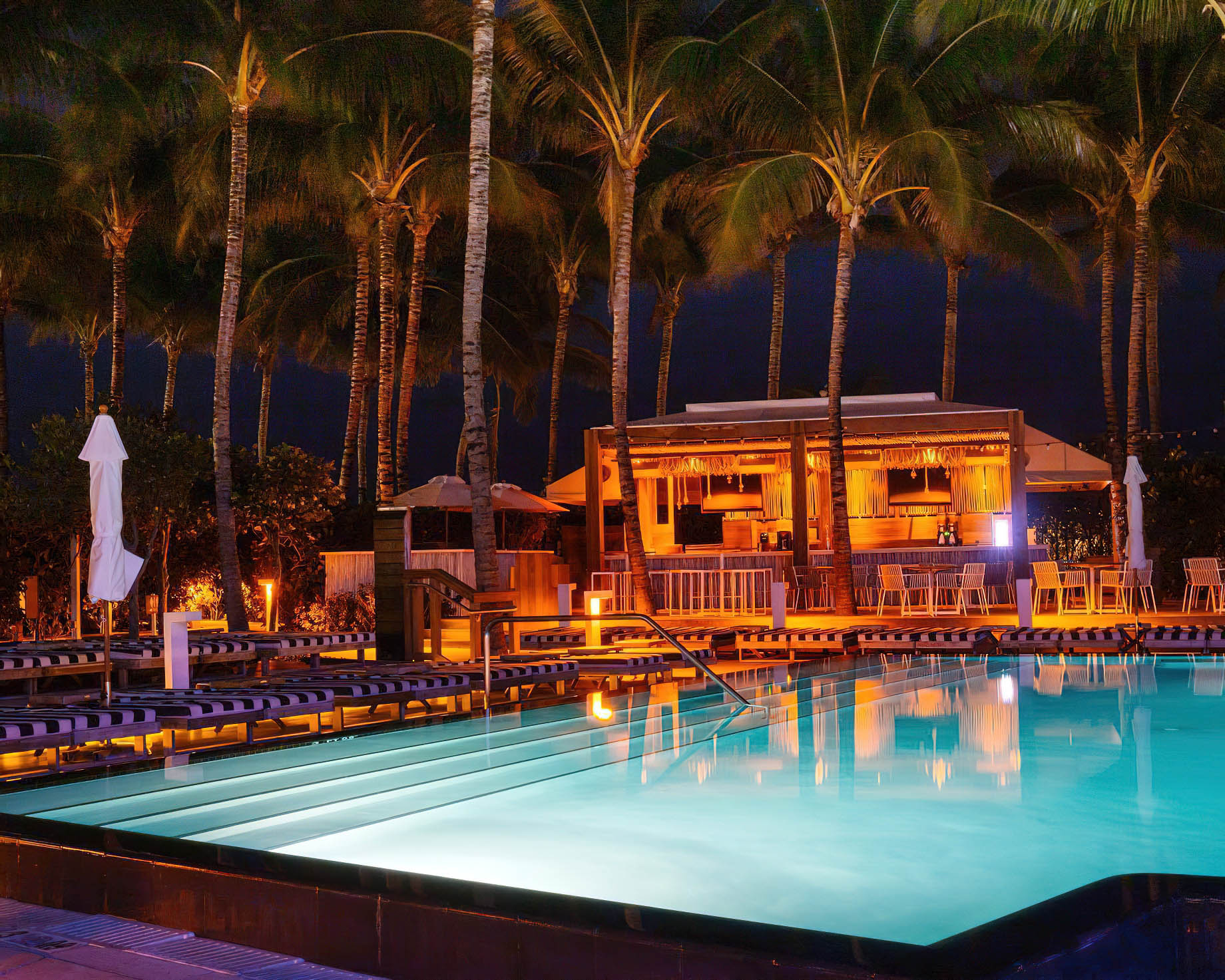 W South Beach Hotel – Miami Beach, FL, USA – Pool Night View