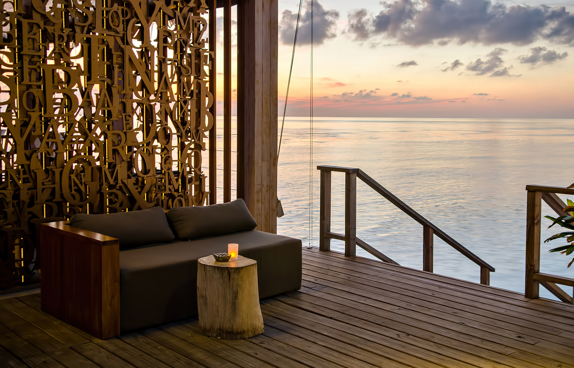 Amilla Fushi Resort and Residences – Baa Atoll, Maldives – Oceanfront OAK Lounge Sunset