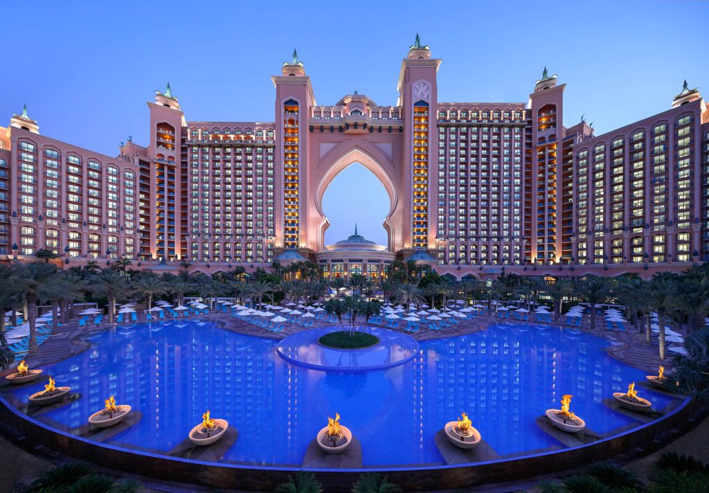 Atlantis The Palm Resort - Crescent Rd, Dubai, UAE - Resort Pool Twilight