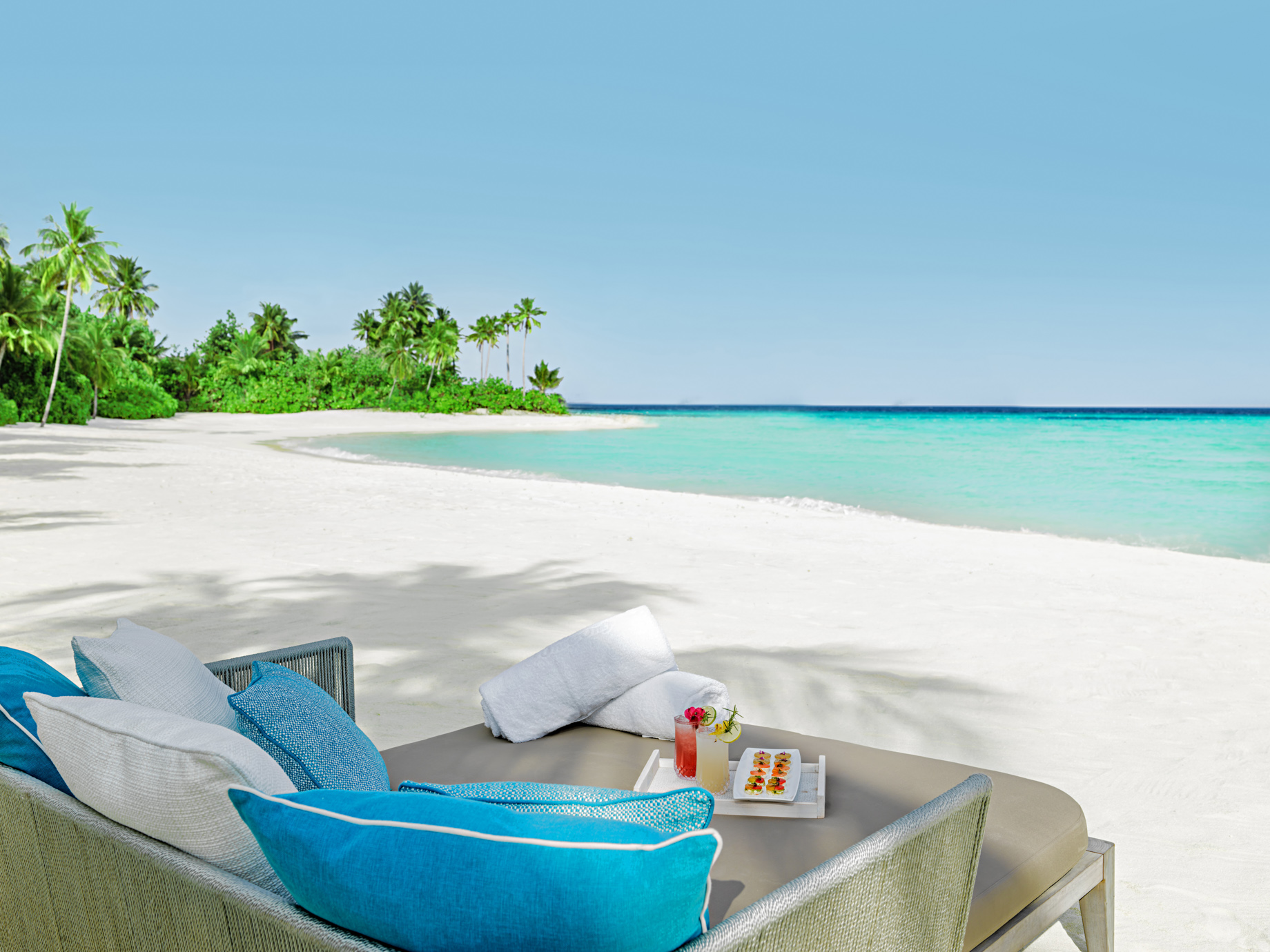 One&Only Reethi Rah Resort – North Male Atoll, Maldives – White Sand Beach Lounge Chair